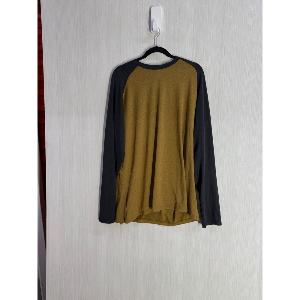 Flylow Gear Mens XXL Raglan Long Sleeve Shirt Yellow Grey Waffle Knit 0023